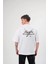 Unisex Bisiklet Yaka Baskılı Oversize T-Shirt - Beyaz 2