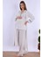 Ekru Sabahlıklı Hamile Lohusa Pijama Takımı 2