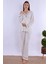 Ekru Sabahlıklı Hamile Lohusa Pijama Takımı 4