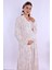 Pudra/ekru Sabahlıklı Hamile Lohusa Pijama Takımı 2