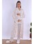 Pudra/ekru Sabahlıklı Hamile Lohusa Pijama Takımı 8