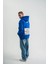 Unisex Kapşonlu Uzun Kol Patchli Nakışlı Sweatshirt - Mavi 1