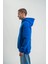 Unisex Kapşonlu Uzun Kol Patchli Nakışlı Sweatshirt - Mavi 5