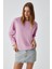 Basıl Kadını Oversize %100 Organik Pamuk Örme Uzun Kol Pembe T-Shirt 3