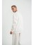 Uzun Kol Bisiklet Yaka Basic Sweatshirt - Beyaz 3