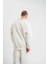Uzun Kol Bisiklet Yaka Basic Sweatshirt - Beyaz 5