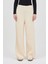 Krem Geniş Paça Triko Kadın Pantolon 23274 7