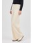 Krem Geniş Paça Triko Kadın Pantolon 23274 8