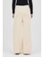 Krem Geniş Paça Triko Kadın Pantolon 23274 10