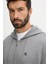 Erkek Regular Fit Fermuarlı Terry Kapüşonlu Sweatshirt - Gri 4