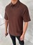 Yakalı Patlı Kısa Kol T-Shirt - Kahverengi 4