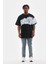 Unisex Bisiklet Yaka Baskılı Oversize T-Shirt - Siyah 5