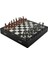 Orta Boy Metal Truva-Sparta Satranç Takımı Antik ve Mermer Desenli Sandıklı Mdf Tahtası (36X36X6 Cm.) 1