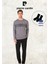 Erkek %100 Pamuk Uzun Kollu Desenli Koyu Gri Pijama Takımı (2 Adet Hediye Çorap) L1.PC.6102.001 1