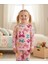 Kızçocukpembefiyonkdesenli Uzunkollu Mevsimlik Pamuklupijamatakımı 2