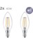 LED Classic 40W B35 LED Mum Filament Ampul, 2700K Beyaz Işık, E14 Ince Duy, Dim Edilmez, 2'li Ekopaket 2