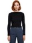 Kadın Moda Şık Regular Kayık Yaka Düşük Kol Slim Kalıp Örme Fitted Vücuda Oturan Fitilli Esnek Bluz 2
