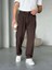 Erkek Acı Kahverengi Pileli Baggy Kumaş Pantolon 6