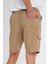 Yazlık Keten Görünümlü Kargo Cep Lastikli, Bol Kesim Toprak Renk Şort 201-37 3