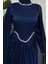 Maelis Beli ve Boynu Taşlı Abiye Lacivert 5