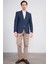 4666 Erkek Mono Yaka Tek Ceket Slim Fit Lacivert 2