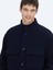 Lacivert Comfort Fit Dik Yaka Casual Dokuma Mont 4