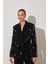 Siyah Taş ve Yaka Detaylı Bağlamalı Ceket 1