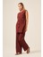 Ftz Kadın Keten Ikili Takım Bordo 31195 1