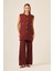 Ftz Kadın Keten Ikili Takım Bordo 31195 4