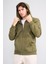 Çetinkaya Mentality 3034 Erkek 3 Iplik Kapüşonlu Fermuarlı Sweatshirt Haki 2