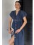 Kadın Boydan Düğmeli Sıfır Kol Jean Kot Elbise P-00018904 2