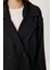 Oversize Kruvaze Kaşe Kaban LZV0038 Siyah 4