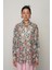 Kadın Yeşil Renk Çiçek Desenli Oversize Kesim Gömlek 1