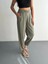 Kadın Yüksel Bel Beli Bağcıklı Cepli Rahat Paça Pantalon - Su Yeşili 1