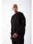 Unisex Biskilet Yaka Üç Iplik Sweatshirt - Siyah 1