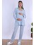 Mavi Sabahlıklı Hamile Lohusa Pijama Takımı 5