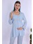 Mavi Sabahlıklı Hamile Lohusa Pijama Takımı 6