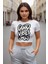 Good Vibes Only Baskılı Beyaz Crop Tişört 1