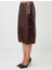 Kahverengi Normal Bel Düz Kesim Payetli Örme Midi Etek 5