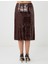 Kahverengi Normal Bel Düz Kesim Payetli Örme Midi Etek 6