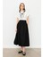 Nakış Detaylı Uzun Balon Etek-Siyah 4