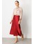 Beli Lastikli Saten Görünüm Etek-Bordo 1