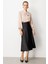 Beli Lastikli Saten Görünüm Etek-Siyah 2