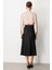 Beli Lastikli Saten Görünüm Etek-Siyah 6