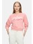 Mello Pembe Bisiklet Yaka Crop Baskılı Loose Fit Kadın Sweatshirt 1