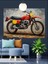 Kırmızı Motorsiklet Retro Dekoratif Kanvas - Mdf Ahşap Tablo 1