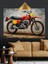 Kırmızı Motorsiklet Retro Dekoratif Kanvas - Mdf Ahşap Tablo 2