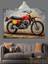 Kırmızı Motorsiklet Retro Dekoratif Kanvas - Mdf Ahşap Tablo 4