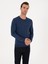 Erkek Indigo Slim Fit Yün Karışımlı Bisiklet Yaka Basic Triko Kazak 50315266-VR028 1