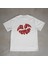 Lips Tasarım Baskılı Beyaz Oversize T-Shirt 1